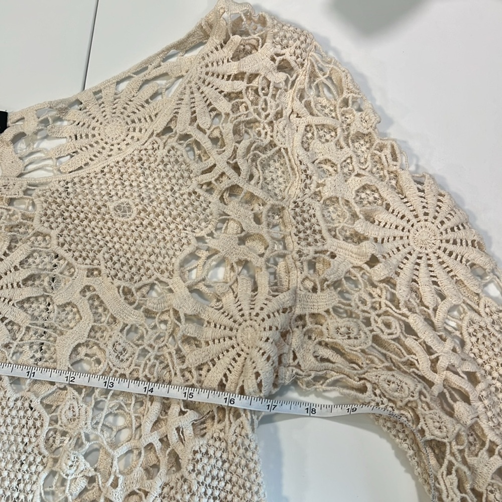 Reyna - L, Cream Crochet Knit Top, bohemian, hippie - Picture 6 of 8
